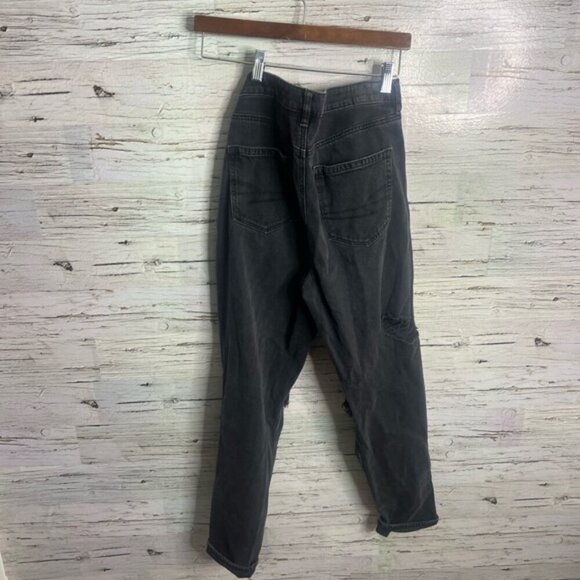 American Eagle Outfitters High Rise Distressed Black Jeans size 8 long mom jeans - Picture 9 of 10